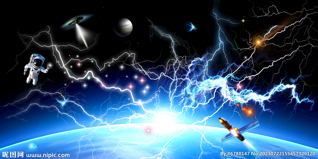 闪电星空