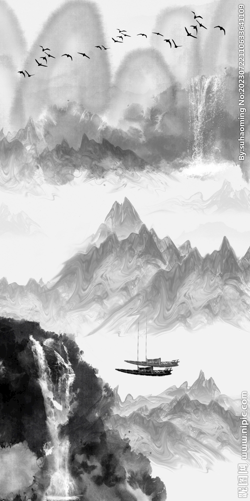 高雅水墨山水玄关