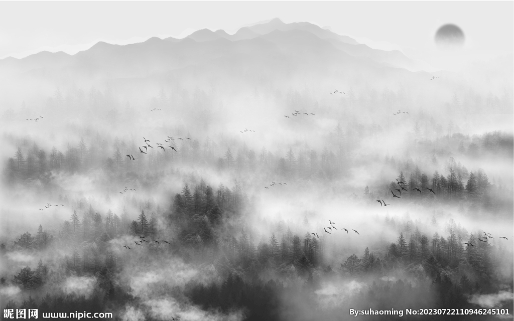 意境水墨山水画
