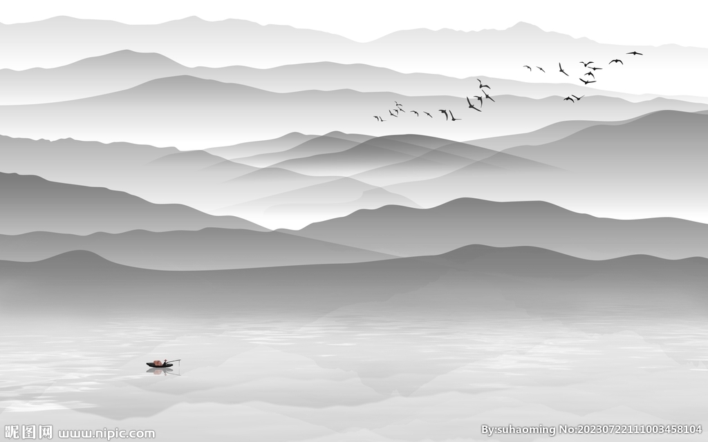 意境水墨山水画