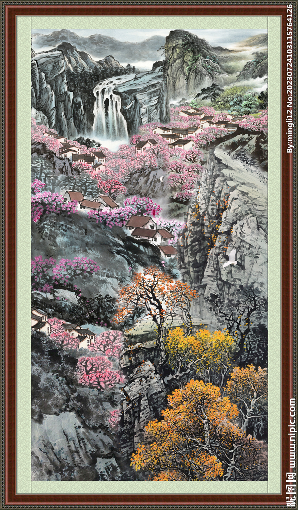 竖幅山水画 