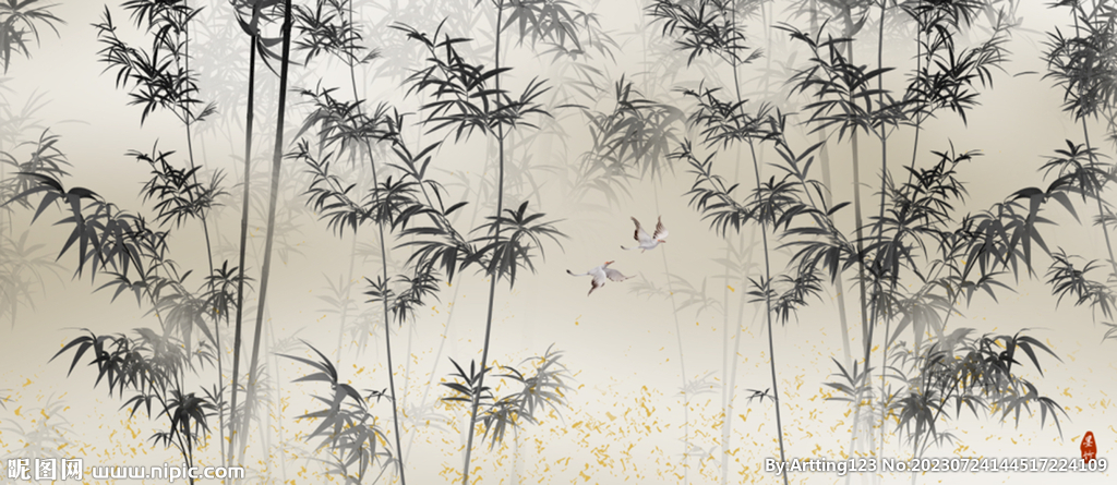 新中式竹子背景墙