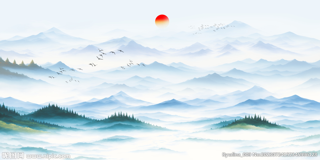 意境水墨山水画