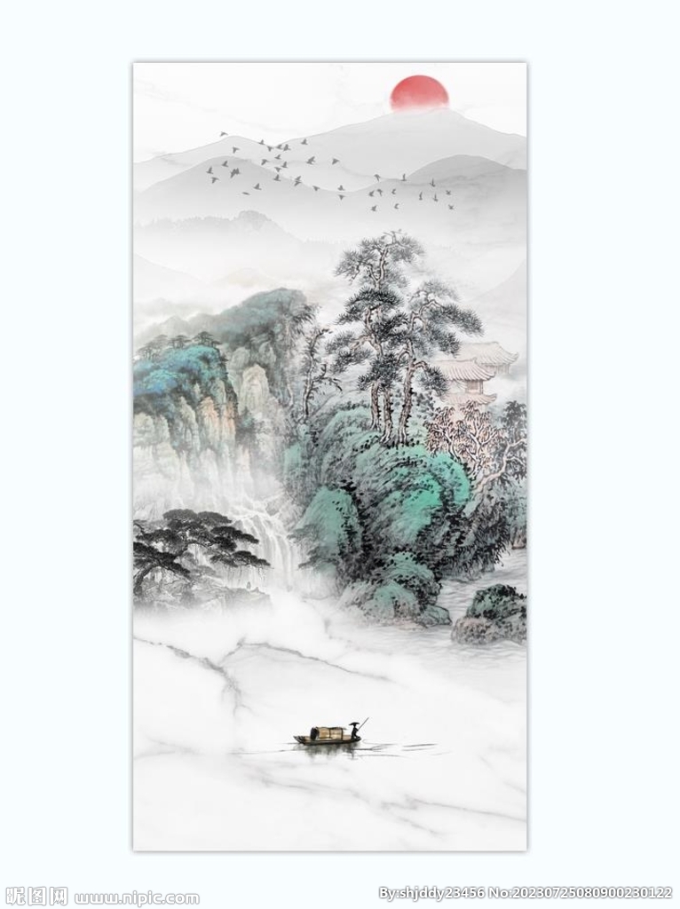 新中式玄关山水画