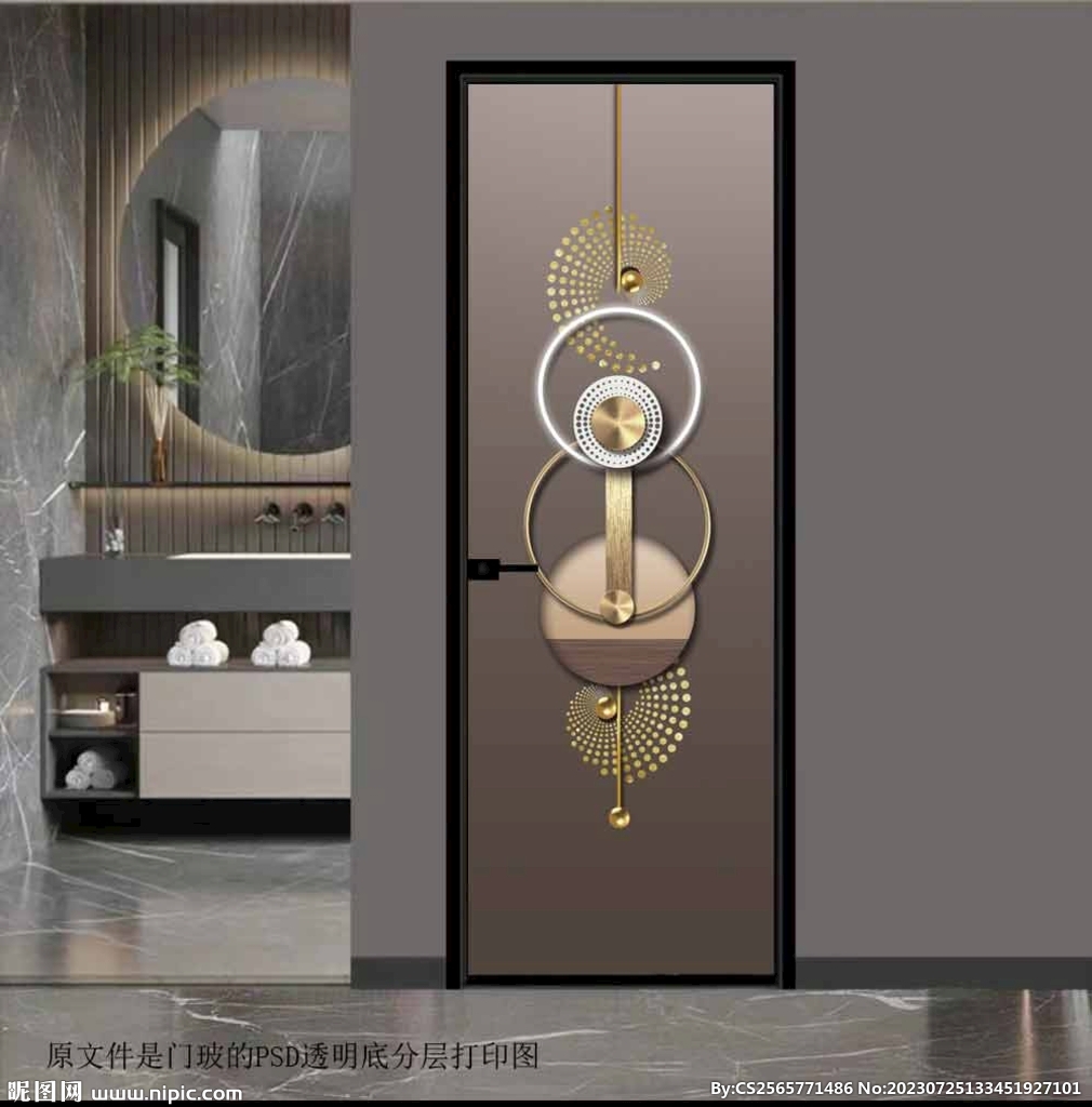 高清分层透明底平开门打印图