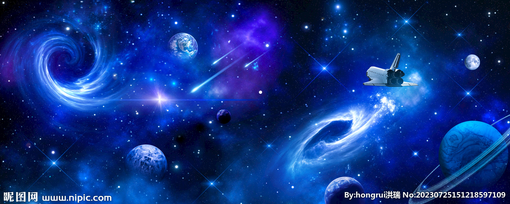 蓝色外太空星球宇宙黑洞星空背景