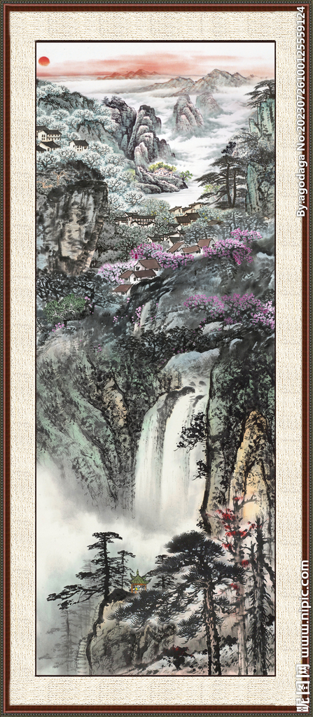 竖幅山水画 