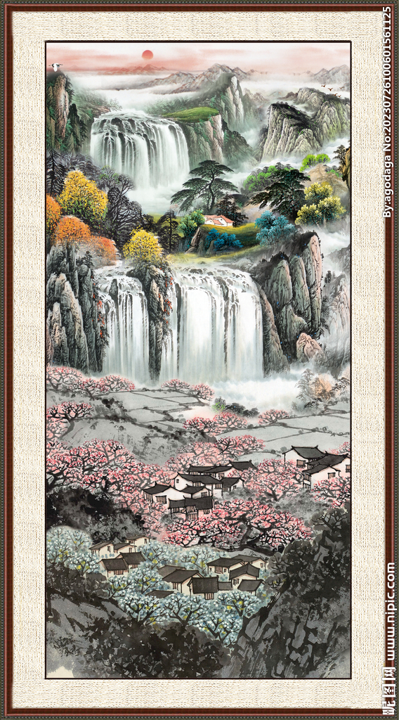 竖幅山水画 
