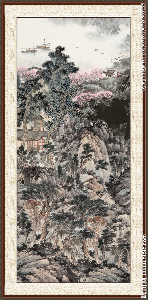 竖幅山水画 