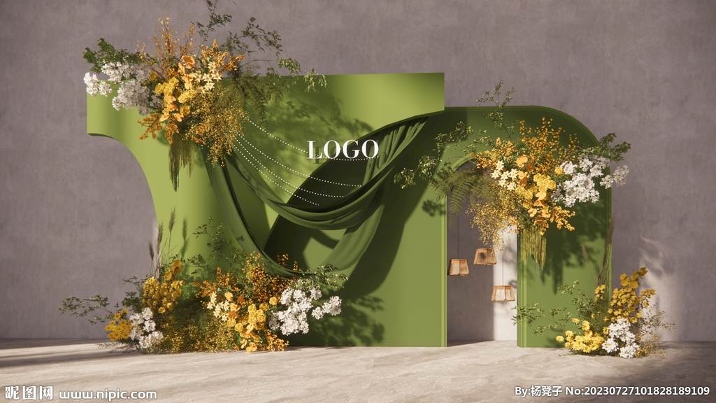 绿色婚礼花艺美陈su模型
