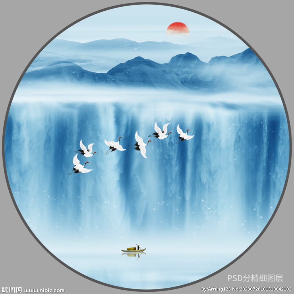 圆形流水生财瀑布