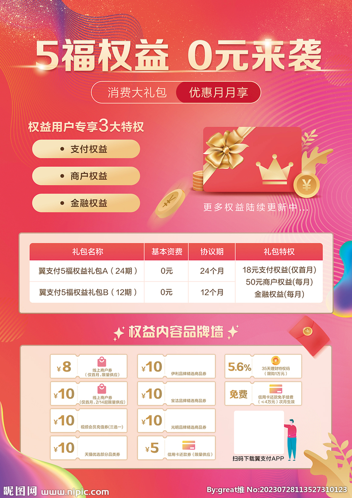 翼支付5福权益