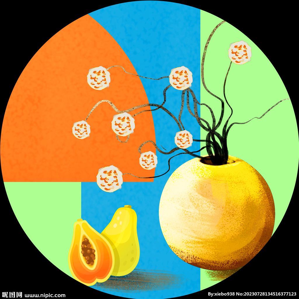 静物花卉水果圆形挂画装饰画
