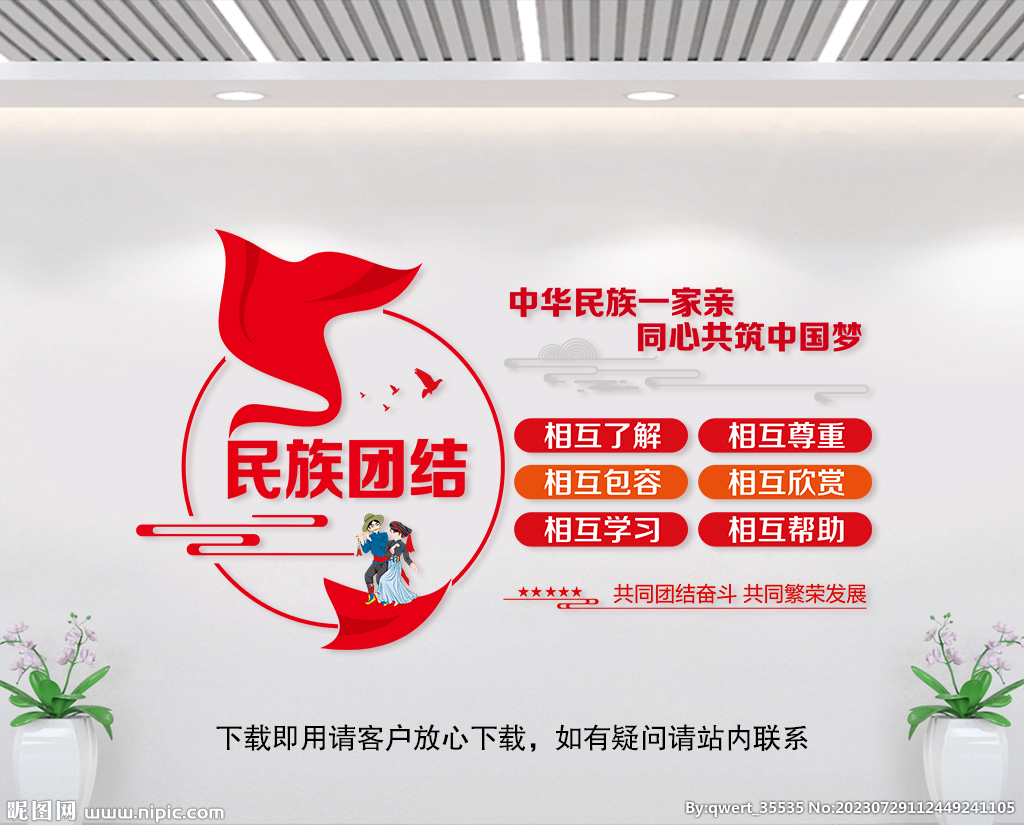 民族团结六个相互文化墙