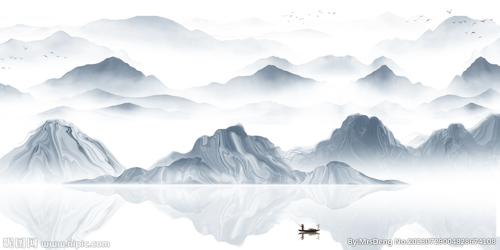 中式水墨山水画