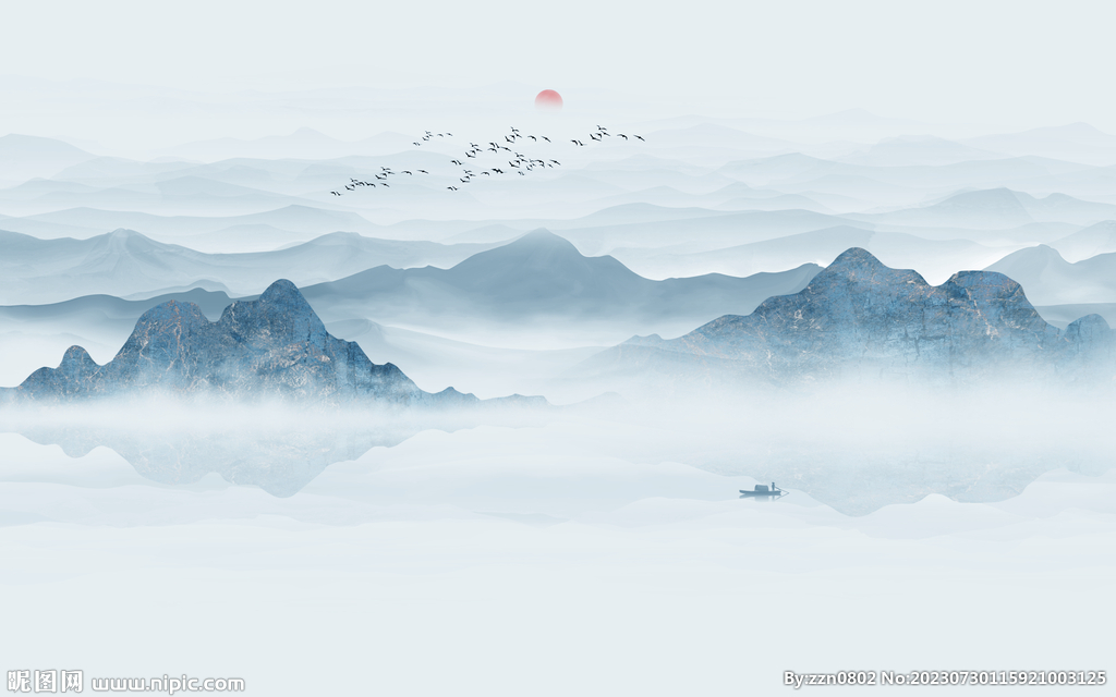 意境水墨山水画