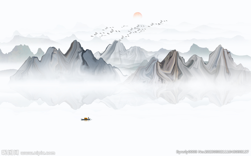 新中式山水背景墙