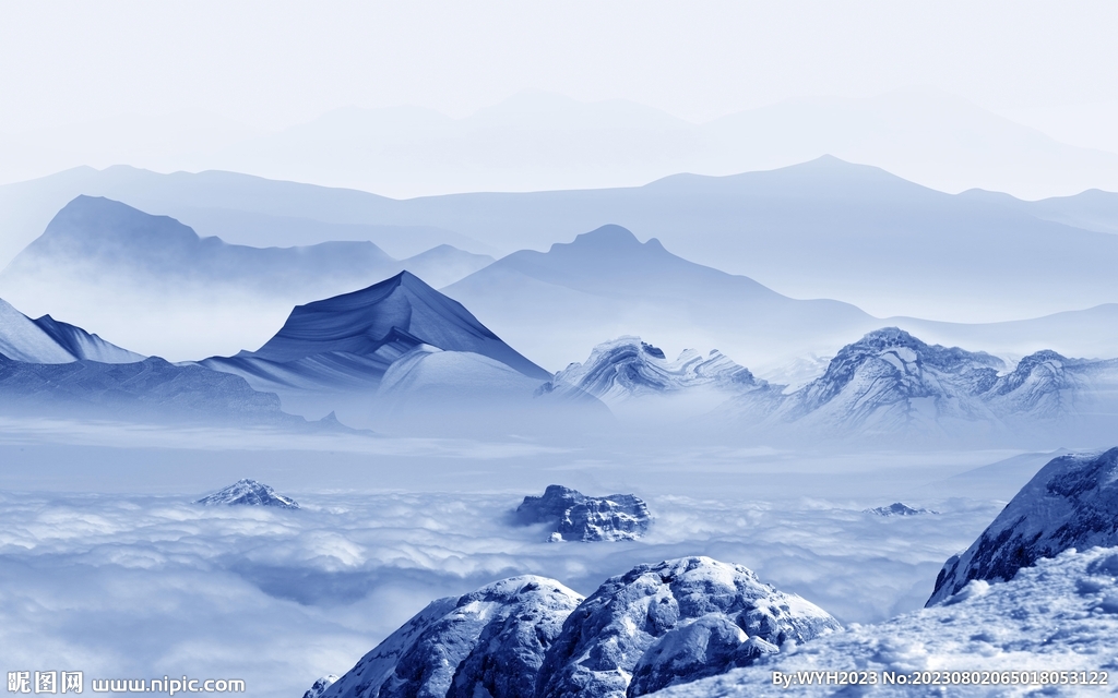 人气 高清中式山水 Tif分层