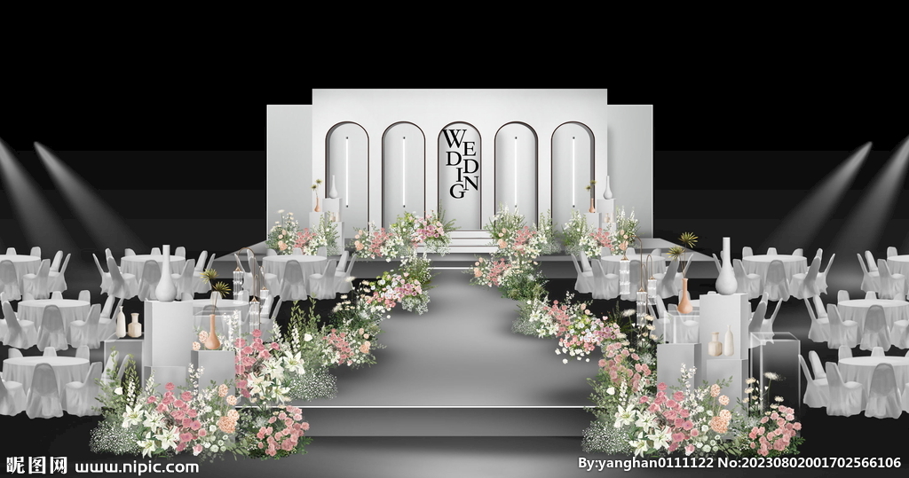 轻奢风简约婚礼效果图
