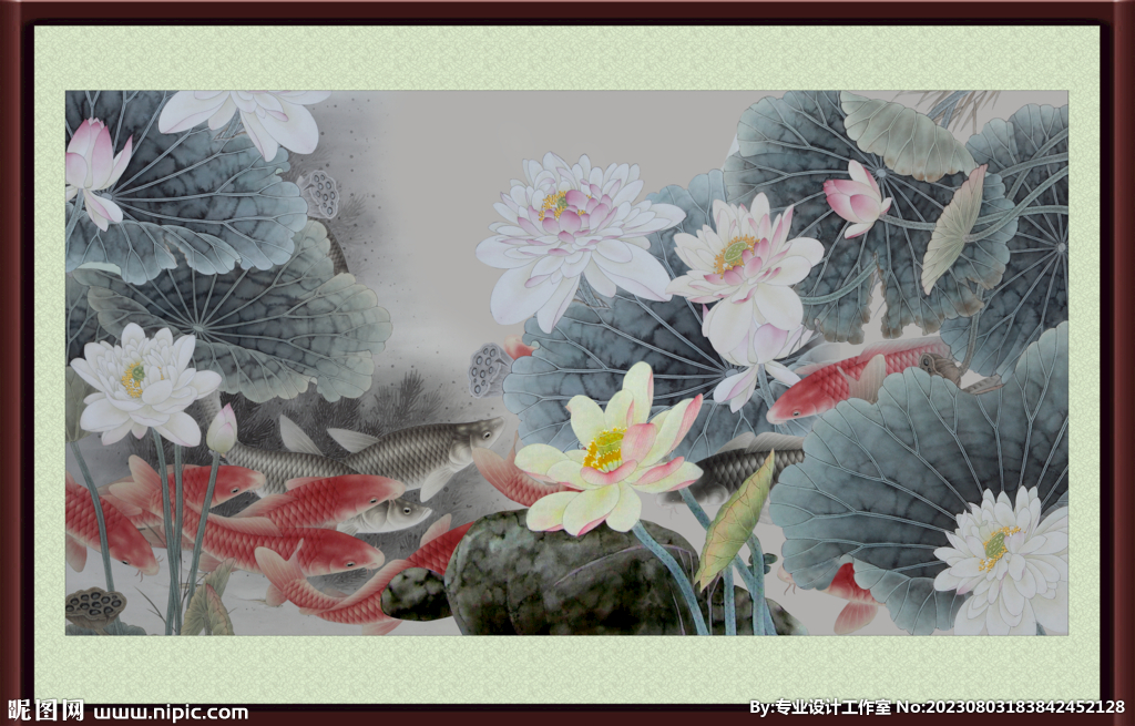 国画荷花 