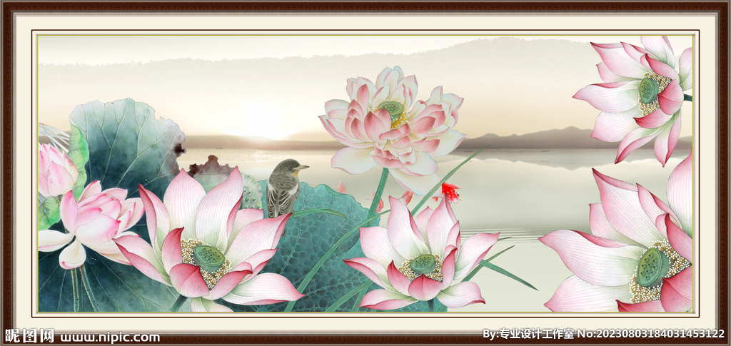 国画荷花 