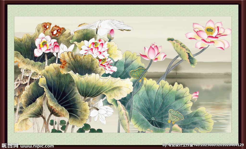国画荷花 