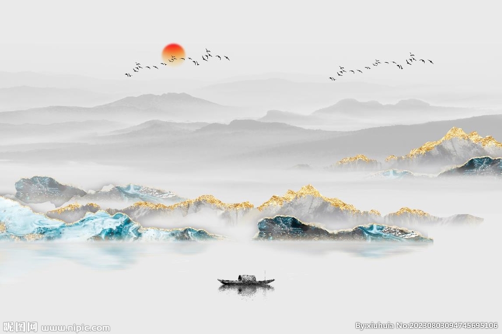 金色山水画