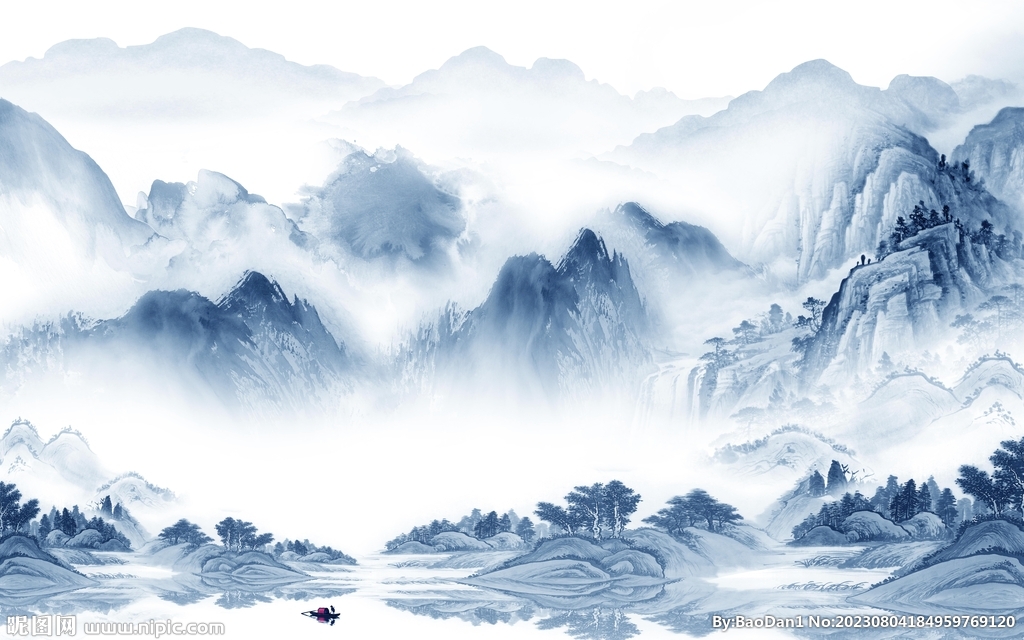 新款 现代高清山水 TiF分层