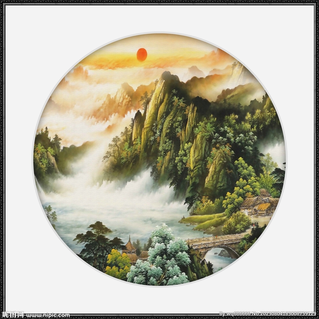 高山流水大厅山水画