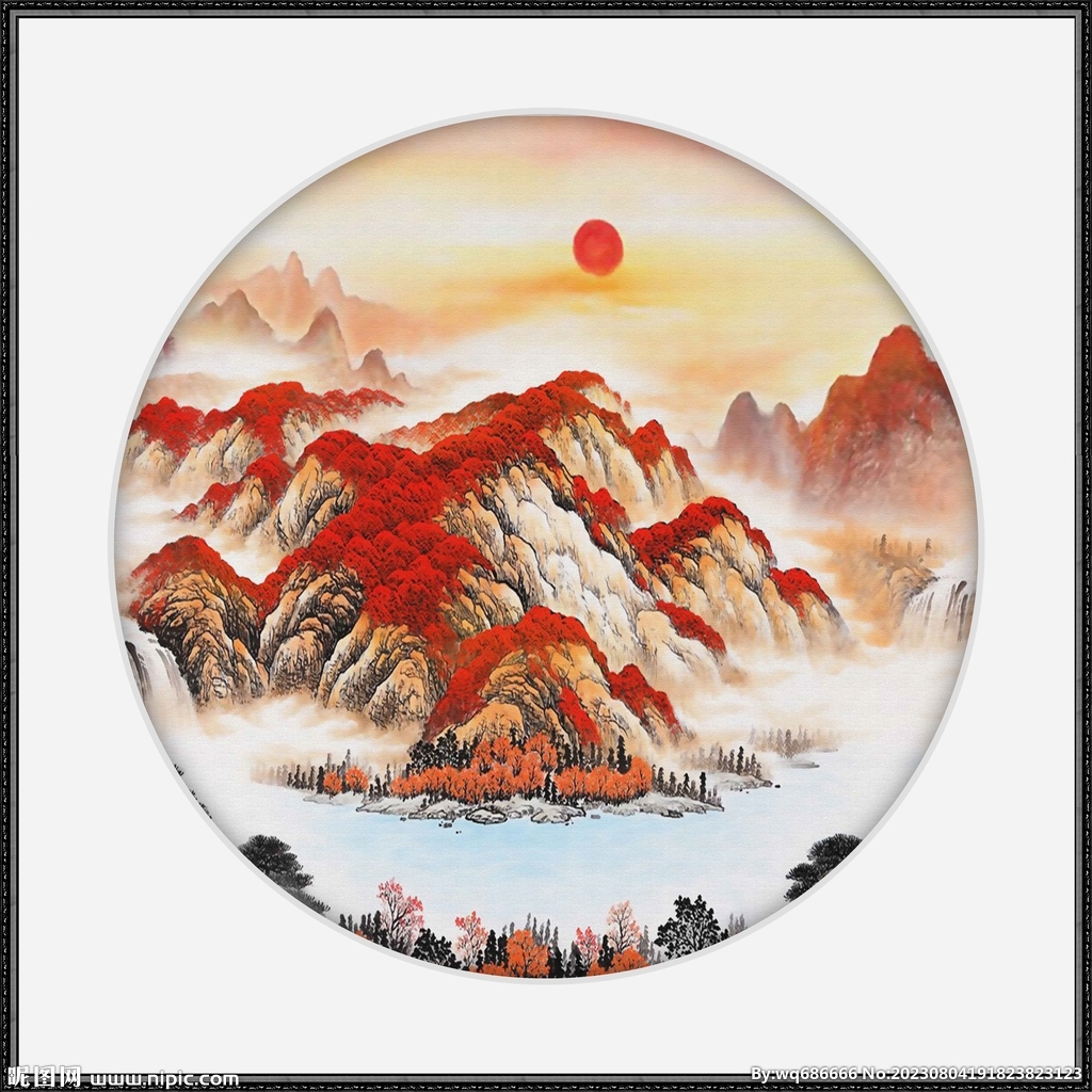 鸿运当头山水国画