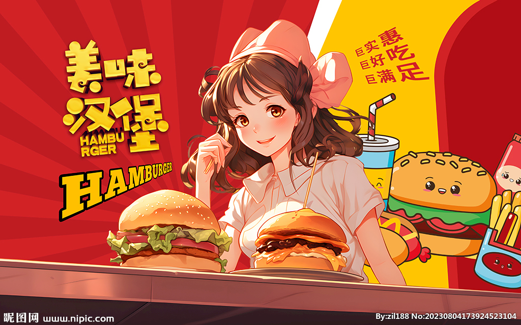 美味汉堡装饰画壁画设计