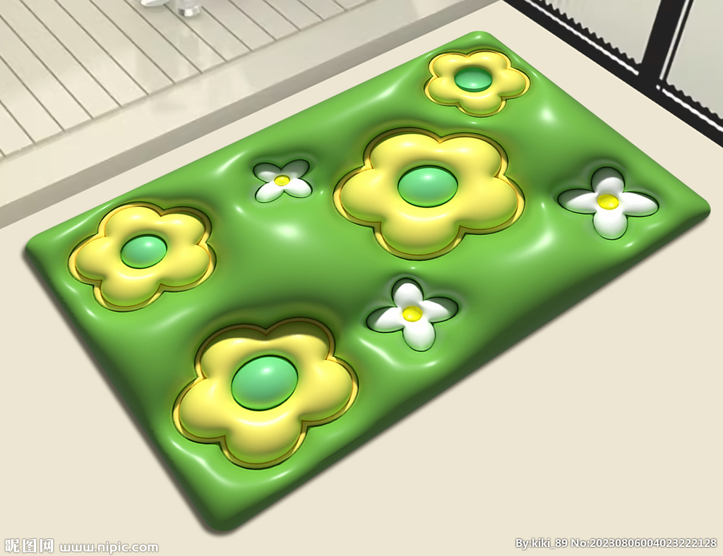 3D膨胀风花朵地垫