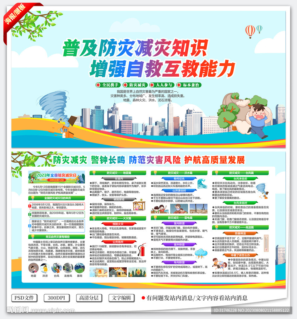 防灾减灾自救知识宣传栏