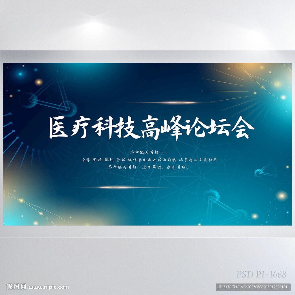 蓝色医疗高峰论坛会展板海报设计