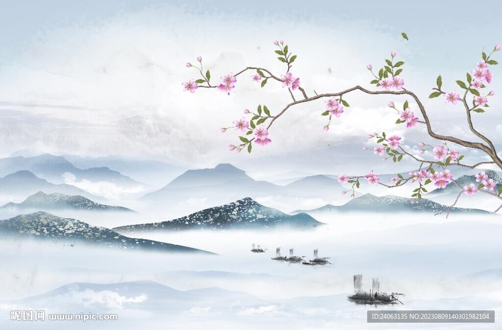 山水花鸟背景墙