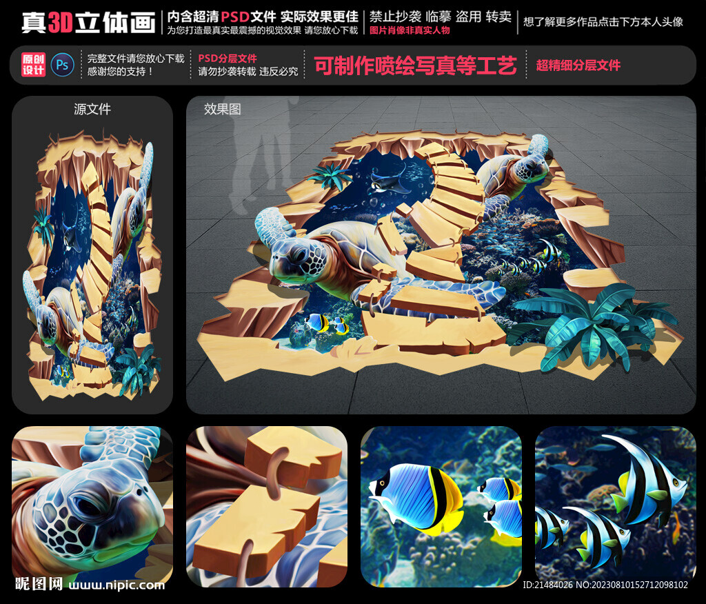 海龟立体画