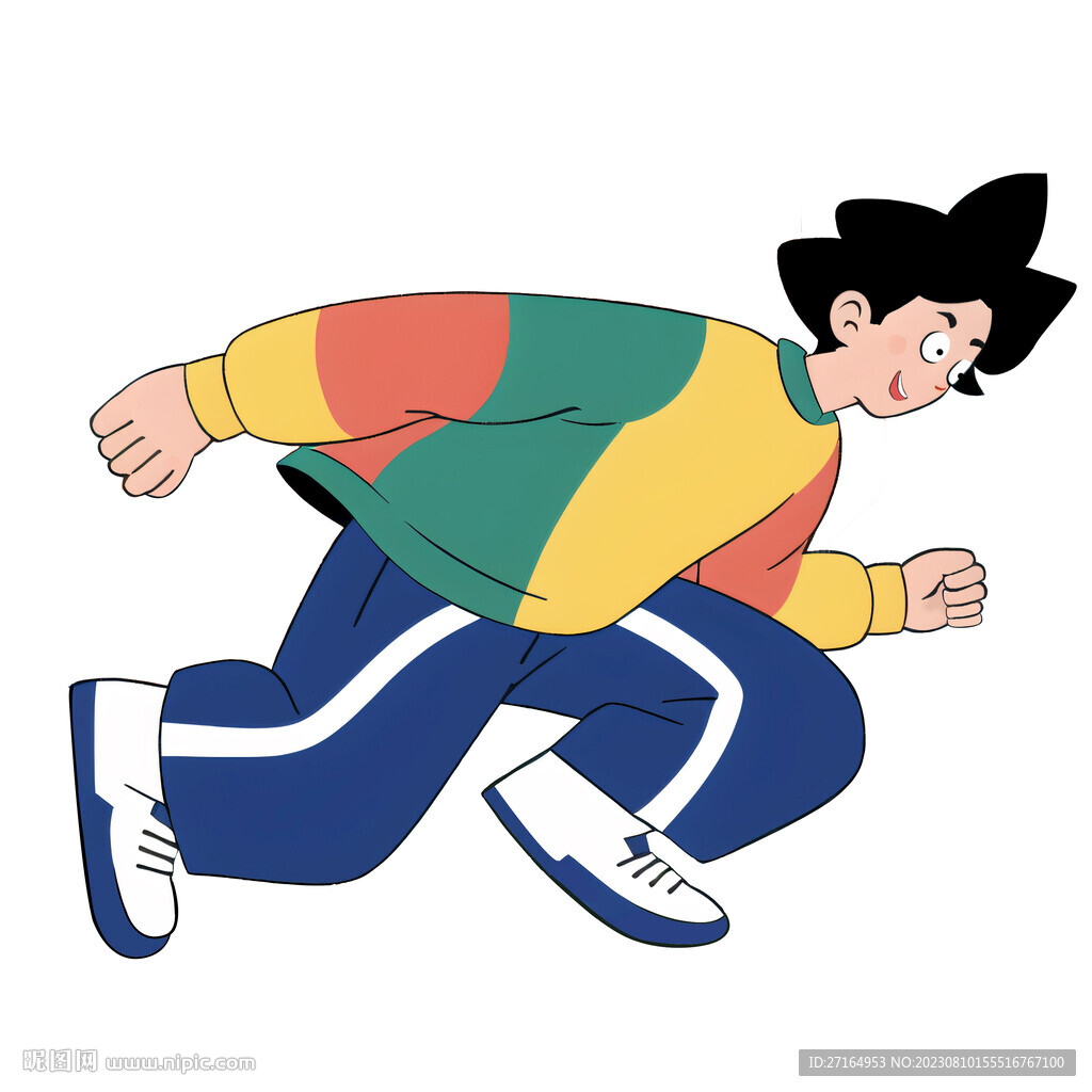 卡通手绘跑步男孩