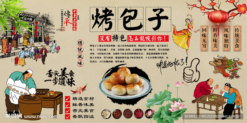 烤包子背景墙