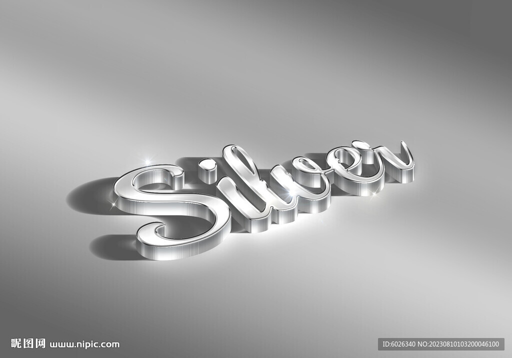 金属3D立体字样机素材-可改字