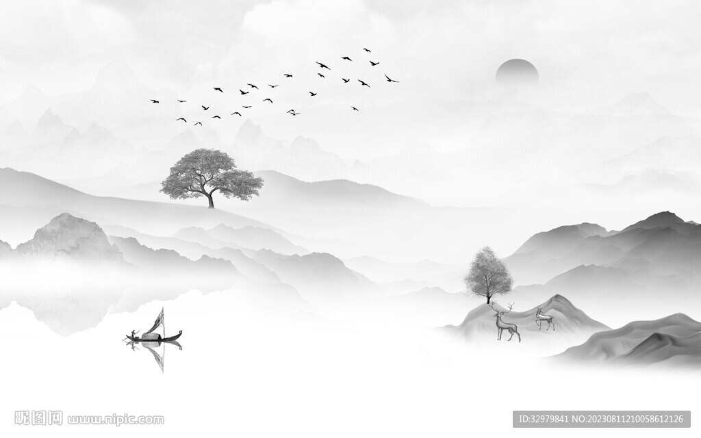 意境 爆款灰色山水 TiF分层