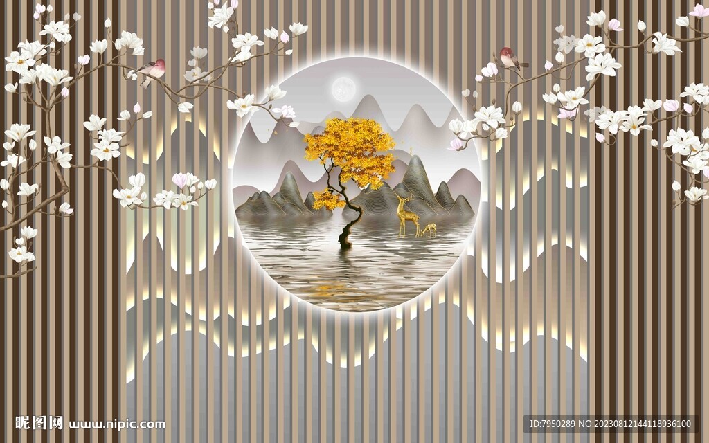 新中式背景墙 
