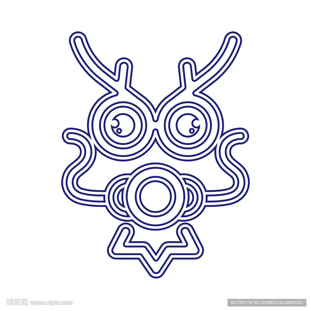 卡通龙线描图案抽象