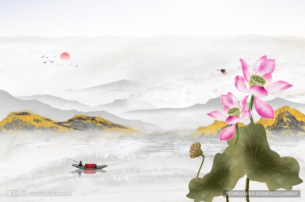 荷韵壁画