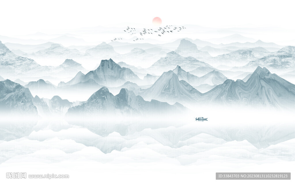 新中式水墨山水画