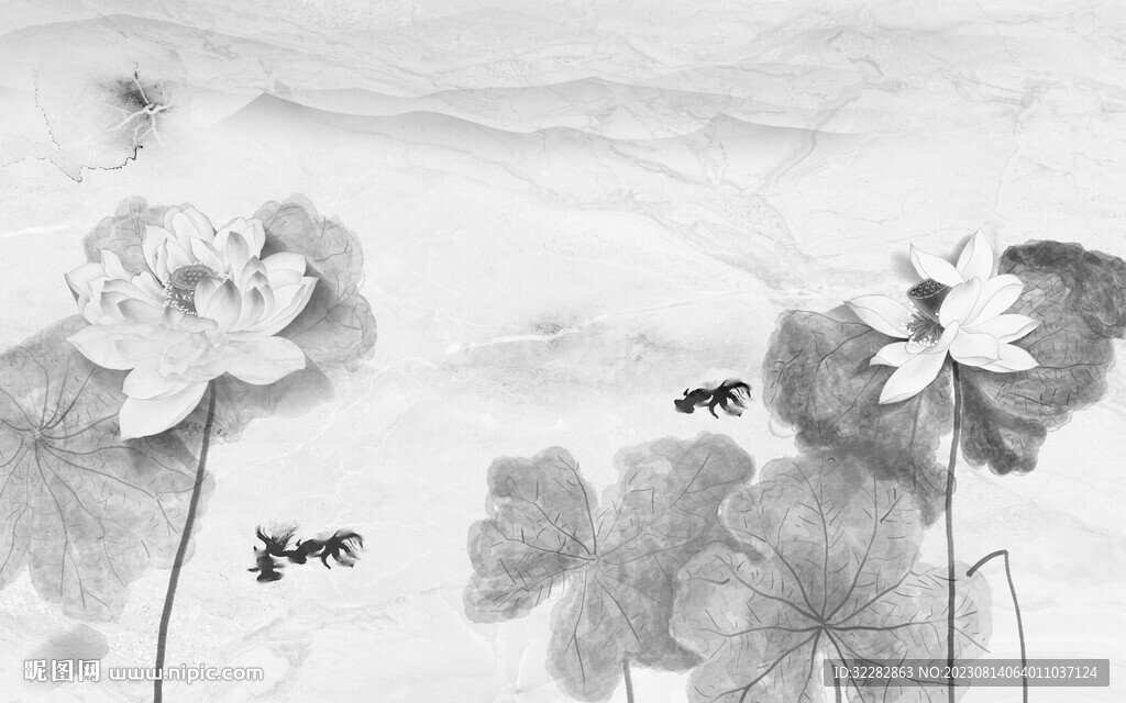 大气 现代灰山水画 TIF分层