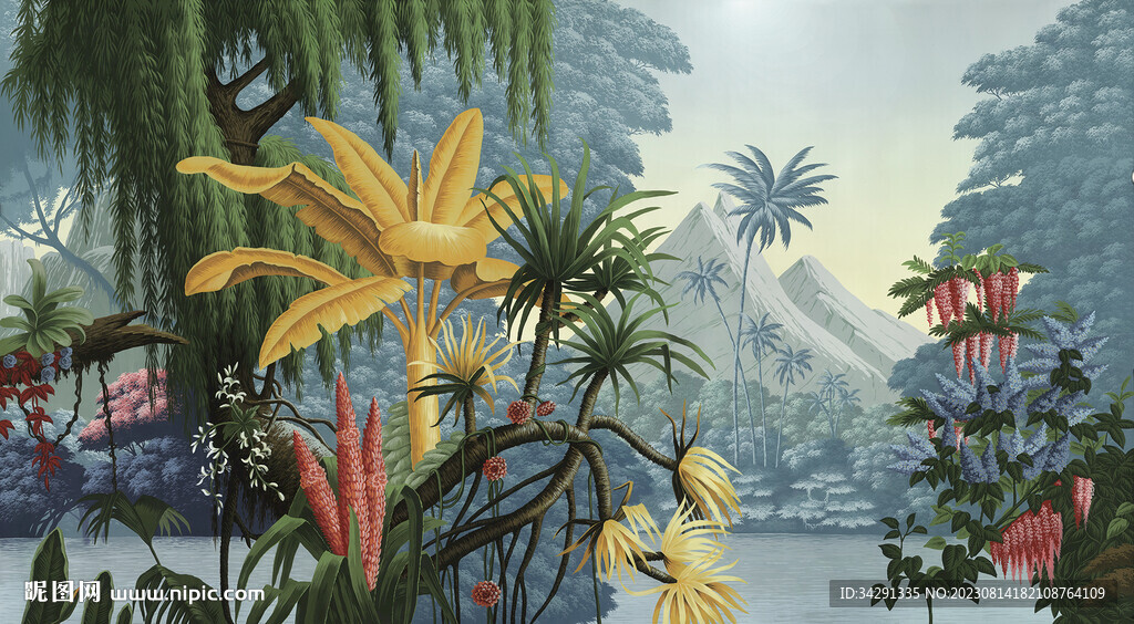 高清美式西洋墙纸 背景墙壁画