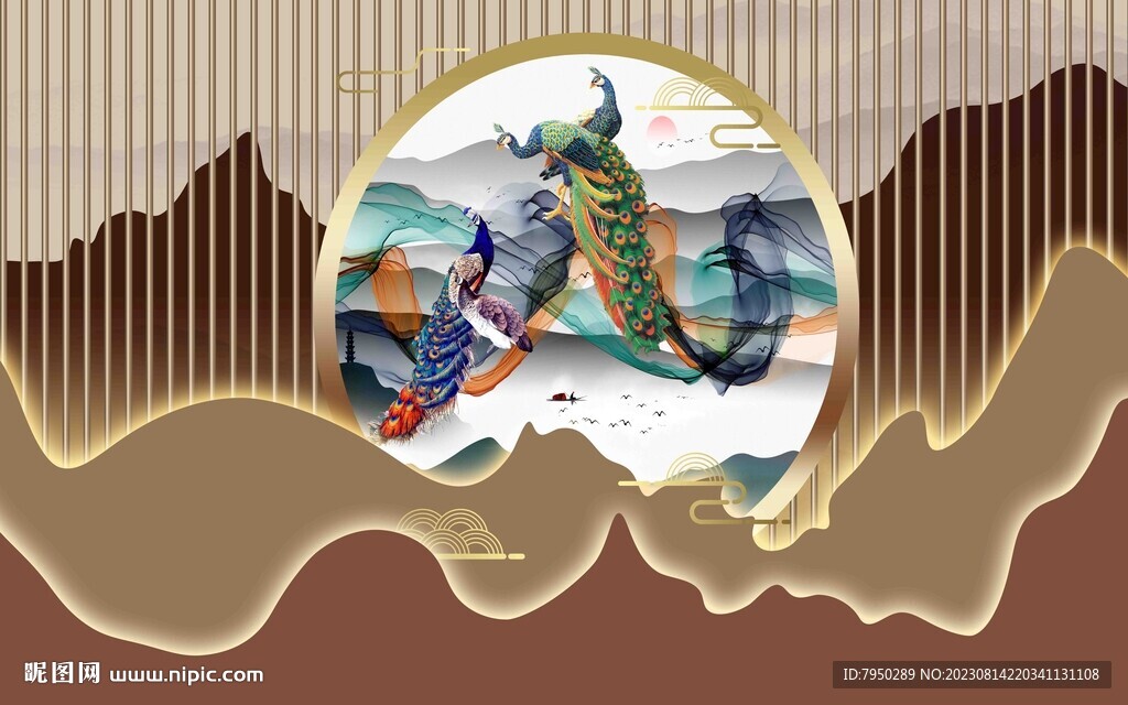 新中式背景墙 