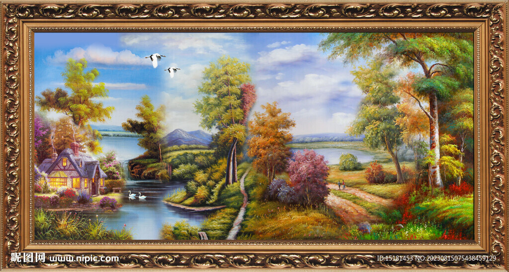 山水油画 