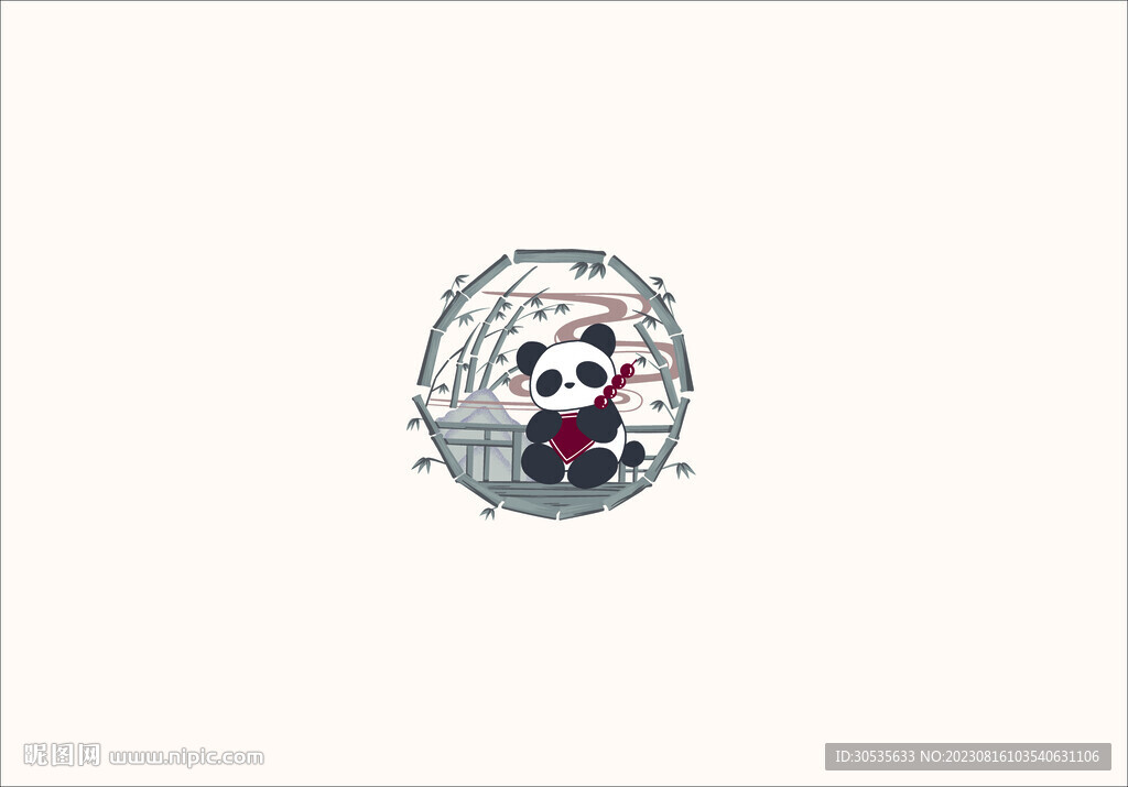 矢量熊猫竹