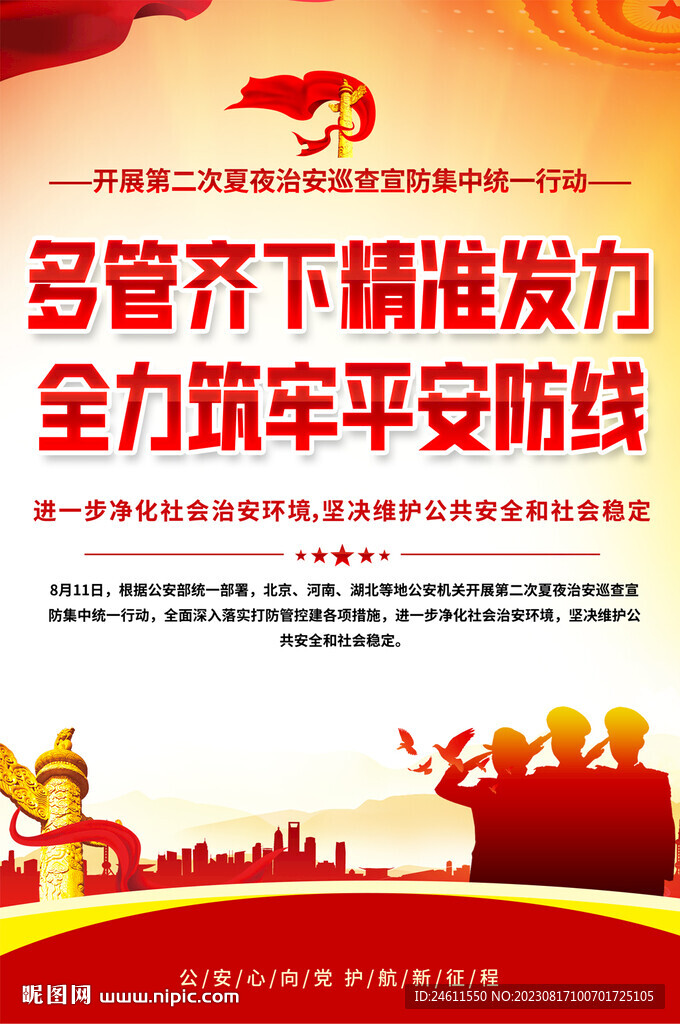 夏夜治安巡查海报